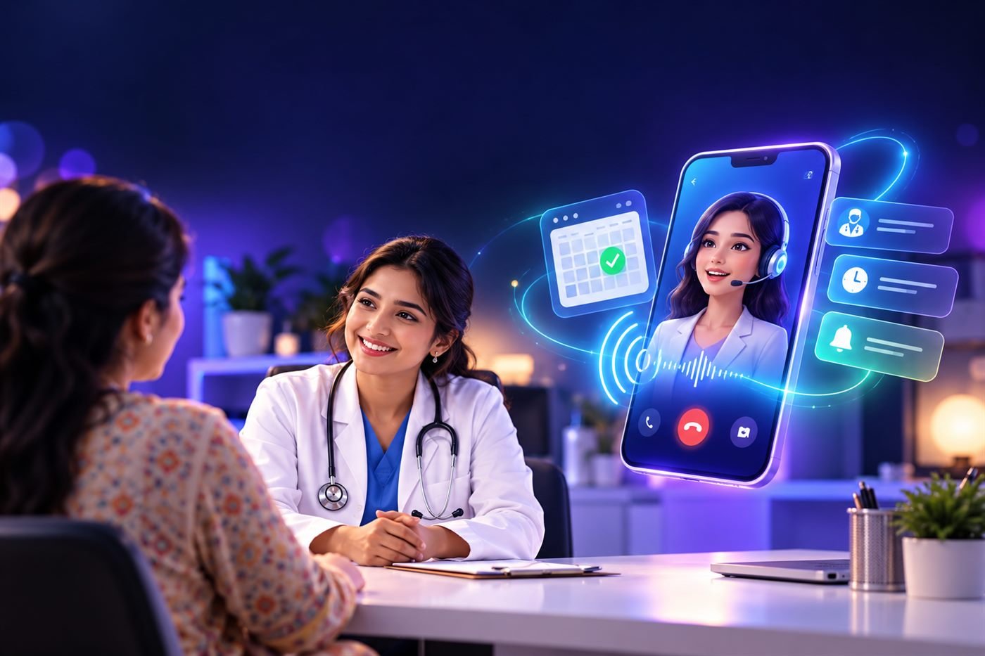 Receptra answering a call for a clinic